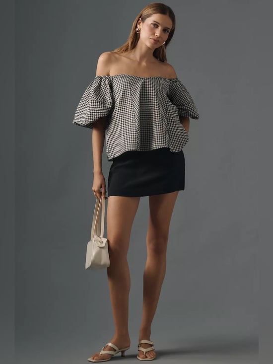 Anthropologie Tops - NWT Maeve Puff-Sleeve Off-The-Shoulder Gingham Top Medium